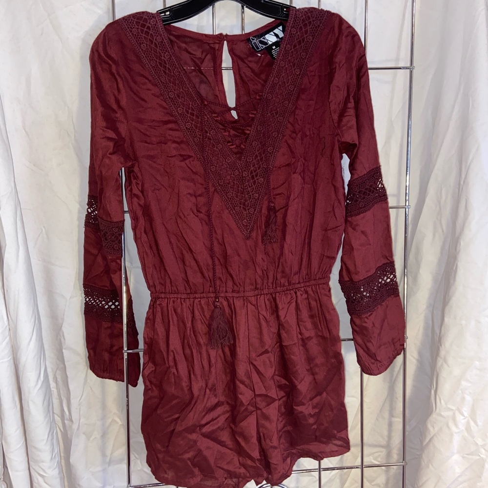 maroon lace romper